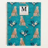 Gepersonaliseerd Monogrammed Blue Leopard Pattern  Planner (Voorkant)