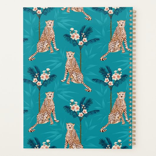 Gepersonaliseerd Monogrammed Blue Leopard Pattern  Planner (Achterkant)