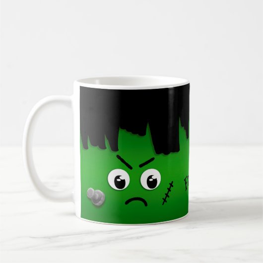 Gepersonaliseerd Moody Happy Sad Frankenstein Face Koffiemok (Links)