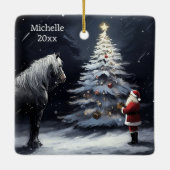 Gepersonaliseerd mooi paard en kerstman keramisch ornament (Achterkant)