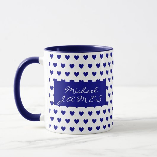 Gepersonaliseerd Motivatie Deep Blue Hearts Patter Mok (Links)