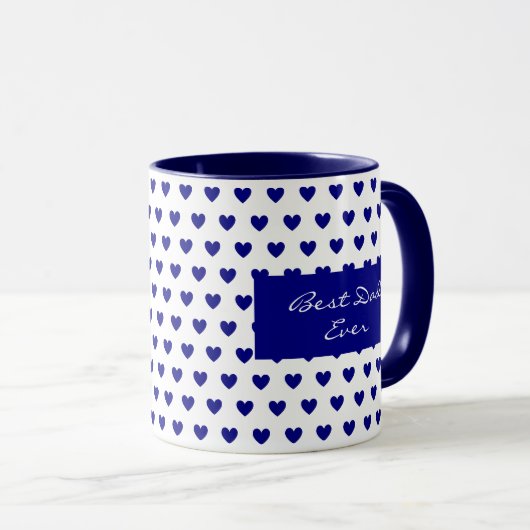 Gepersonaliseerd Motivatie Deep Blue Hearts Patter Mok (Voorkant rechts)