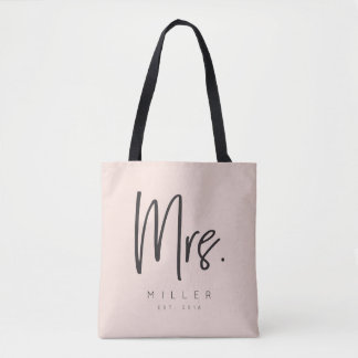 Gepersonaliseerd MRS. tas met naam en huwelijksdat