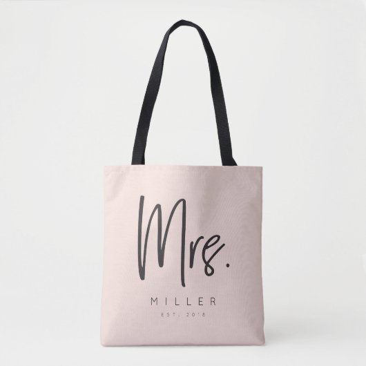 Gepersonaliseerd MRS. tas met naam en huwelijksdat (Voorkant)