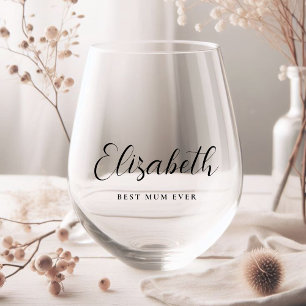 Gepersonaliseerd Mum Script Monogram Wijnglas Zonder Voet