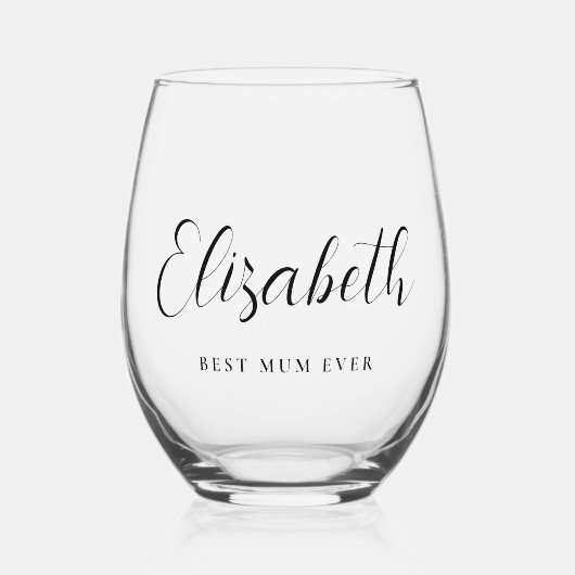 Gepersonaliseerd Mum Script Monogram Wijnglas Zonder Voet (Voorkant)