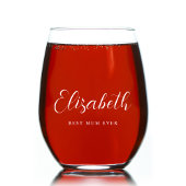 Gepersonaliseerd Mum White Script Monogram Wijnglas Zonder Voet