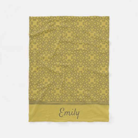 Gepersonaliseerd Mustard Yellow Pattern Fleece Deken (Voorkant)