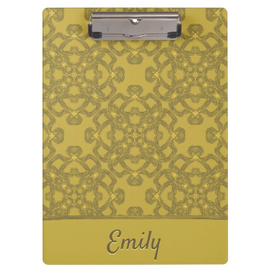 Gepersonaliseerd Mustard Yellow Pattern Klembord (Voorkant)