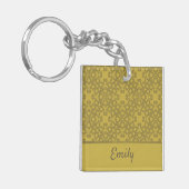 Gepersonaliseerd Mustard Yellow Pattern Sleutelhanger (Voorkant Links)