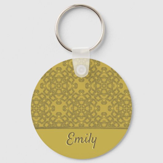 Gepersonaliseerd Mustard Yellow Pattern Sleutelhanger (Voorkant)