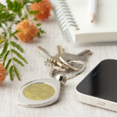 Gepersonaliseerd Mustard Yellow Pattern Sleutelhanger (Zijkant)