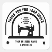 Gepersonaliseerd NAAIEN Zwart-wit Vierkante Sticker (Voorkant)