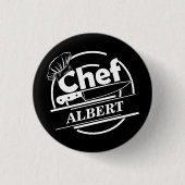 Gepersonaliseerd naam Chef Black Ronde Button 3,2 Cm (Voorkant)