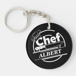 Gepersonaliseerd naam Chef Black Sleutelhanger