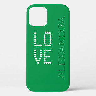 Gepersonaliseerd naam en liefdestiendy lettertype iPhone 12 hoesje