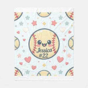 Gepersonaliseerd Naam en Nummer Softball Throw Fleece Deken