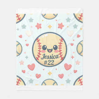 Gepersonaliseerd Naam en Nummer Softball Throw Fleece Deken