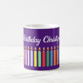 Gepersonaliseerd naam Happy Birthday Lit Candles M Koffiemok (Center)