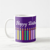 Gepersonaliseerd naam Happy Birthday Lit Candles M Koffiemok (Links)