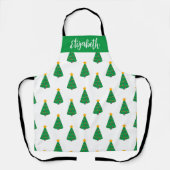 Gepersonaliseerd Naam Mod Kerstboom Print Schort (Voorkant)