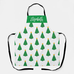 Gepersonaliseerd Naam Mod Kerstboom Print Schort