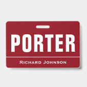 Gepersonaliseerd naam Porter Badge (Voorkant)