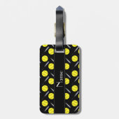 Gepersonaliseerd naam zwart softbalpatroon bagagelabel (Achterkant verticaal)