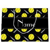 Gepersonaliseerd naam zwart softbalpatroon groot cadeauzakje (Voorkant)