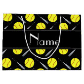 Gepersonaliseerd naam zwart softbalpatroon groot cadeauzakje (Achterkant)