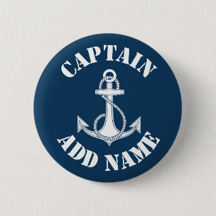 Gepersonaliseerd naamanker van de kapitein ronde button 5,7 cm