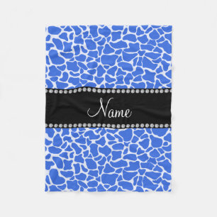 Gepersonaliseerd naamblauwe giraffe patroon fleece deken