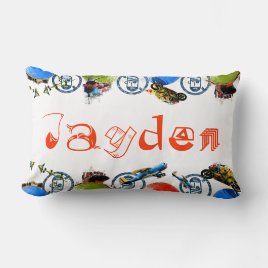 Gepersonaliseerd naammonogram voor Jayden/Boys Lum Kussen (Voorkant)