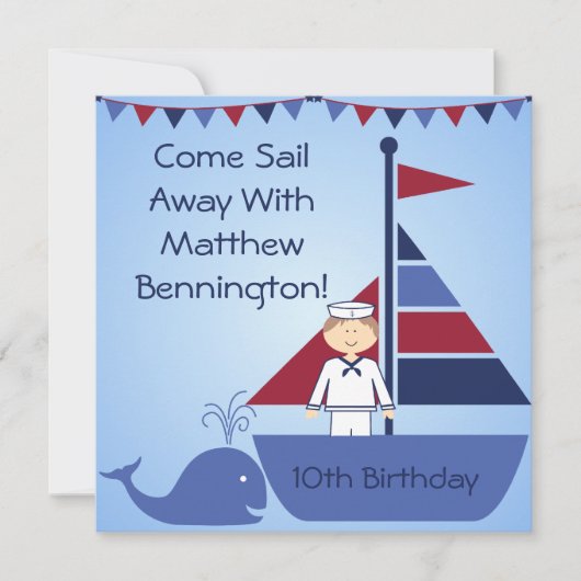 Gepersonaliseerd Nautical Birthday Invites Kaart (Voorkant)
