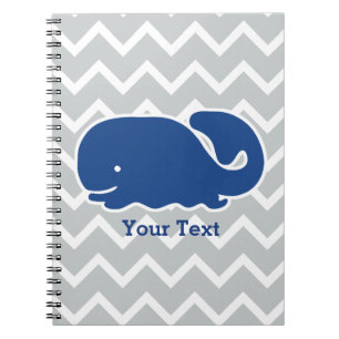 Gepersonaliseerd Nautical Blue Whale Chevron patro Notitieboek