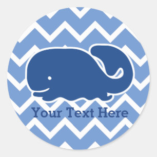 Gepersonaliseerd Nautical Blue Whale Chevron patro Ronde Sticker