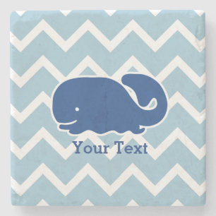 Gepersonaliseerd Nautical Blue Whale Chevron patro Stenen Onderzetter