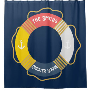 Gepersonaliseerd Nautisch leven Ring op maat Zeile Douchegordijn