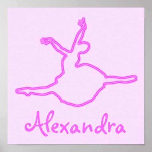  gepersonaliseerd Neon Pink Ballerina Poster (Voorkant)