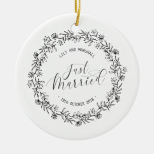 Gepersonaliseerd net gehuwde keramische versiering keramisch ornament