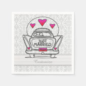 Gepersonaliseerd Net getrouwd Honeymoon Car Napkin Servetten (Voorkant)