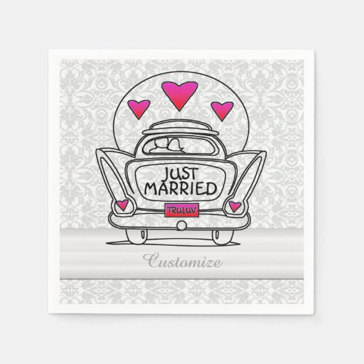 Gepersonaliseerd Net getrouwd Honeymoon Car Napkin Servetten (Voorkant)