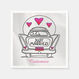 Gepersonaliseerd Net getrouwd Honeymoon Car Napkin Servetten
