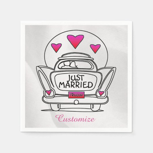 Gepersonaliseerd Net getrouwd Honeymoon Car Napkin Servetten (Voorkant)