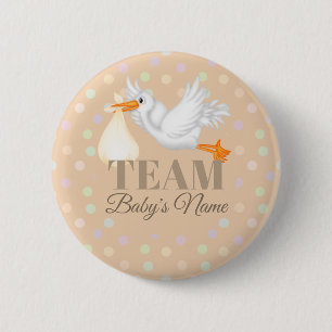 Gepersonaliseerd Neutrale Baby shower Button Stork