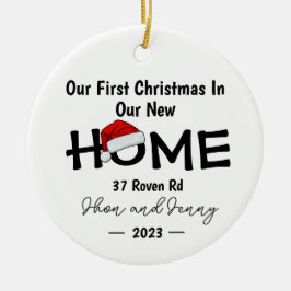 Gepersonaliseerd nieuw huis Santa Hat Kerstmis Orn Keramisch Ornament