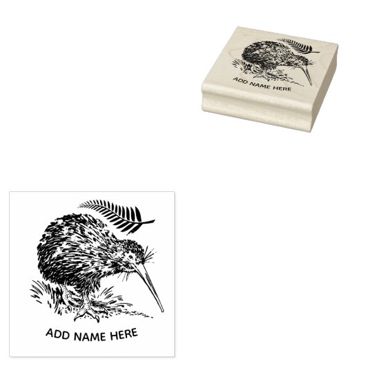 GEPERSONALISEERD NIEUW ZEELAND KIWI RUBBER STEMP 	RUBBERSTEMPEL (Gestempeld)