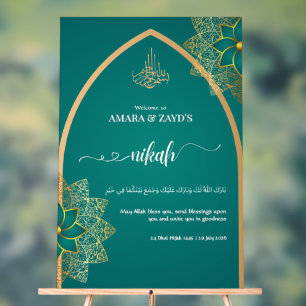 Gepersonaliseerd Nikah Welkomstbord – Gold & Deep  Acryl Bord
