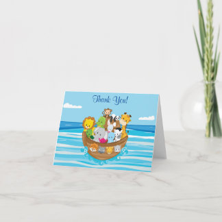 Gepersonaliseerd Noah's ark Theme met Baby Animals Bedankkaart