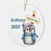 Gepersonaliseerd Noordpool Pinguïn Kerstmis Keramisch Ornament (Links)